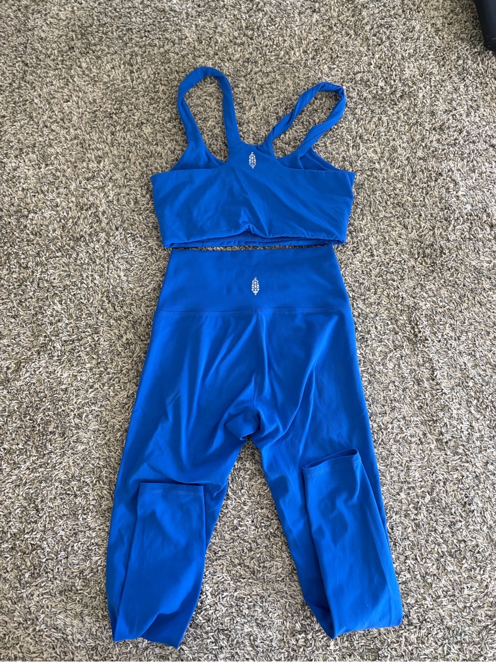 FP Movement by Free People Electric Blue High-Waist Leggings & Sports Bra Set